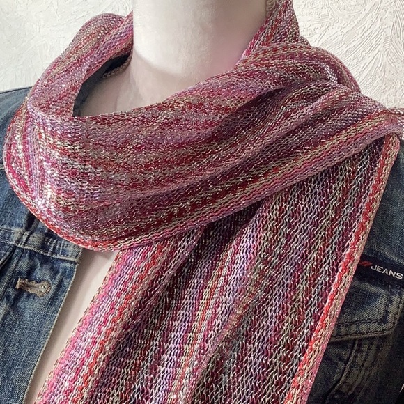 Lightweight - sparkle - statement - multicolor - summer - fringe - spring scarf - Picture 4 of 5